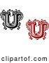 Vector Clip Art of Retro and Red Capital Letter U with Flourishes by Vector Tradition SM