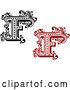 Vector Clip Art of Retro and Red Letter F by Vector Tradition SM