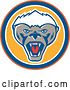 Vector Clip Art of Retro Angry Honey Badger in an Orange Blue White and Yellow Circle by Patrimonio