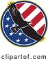 Vector Clip Art of Retro Bald Eagle Flying over an American Flag Circle by Patrimonio