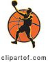 Vector Clip Art of Retro Basketball Player over a Ball by Patrimonio