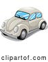 Vector Clip Art of Retro Beige VW Slug Bug Car by