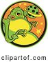 Vector Clip Art of Retro Big Fat Green Alien with a Yellow Belly and Yellow Suction Fingers, Licking His Lips by Andy Nortnik