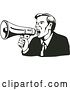 Vector Clip Art of Retro Black and Business Man Shouting into a Megaphone by Patrimonio