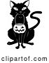 Vector Clip Art of Retro Black Cat Sitting and Carrying a Pumpkin Basket Full of Candy Corn in Its Mouth on Halloween by Lawrence Christmas Illustration