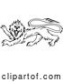 Vector Clip Art of Retro Black Heraldic Lion in Profile by Vector Tradition SM