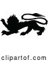 Vector Clip Art of Retro Black Silhouetted Heraldic Lion by Vector Tradition SM