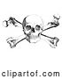 Vector Clip Art of Retro Black Skull and Crossbones with White Distress Overlay by BestVector