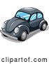 Vector Clip Art of Retro Black VW Slug Bug Car by