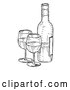 Vector Clip Art of Retro Black Wine Bottle and Glasses by AtStockIllustration