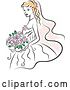 Vector Clip Art of Retro Blond Bride with Pink Flowers 3 by Vector Tradition SM