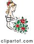 Vector Clip Art of Retro Blond Bride with Red Roses by Vector Tradition SM