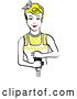 Vector Clip Art of Retro Blond Housewife or Maid Lady Grinding Fresh Pepper 2 by Andy Nortnik