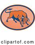 Vector Clip Art of Retro Blue and Orange Angry Bull Logo by Patrimonio