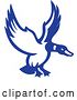 Vector Clip Art of Retro Blue and White Mallard Duck Flying by Patrimonio