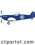 Vector Clip Art of Retro Blue and White World War Two Spitfire Fighter Airplane by Patrimonio