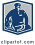 Vector Clip Art of Retro Blue Guard Dog and Security Officer in a Shield by Patrimonio