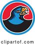 Vector Clip Art of Retro Blue Hawk Bird in a Blue White and Red Circle by Patrimonio