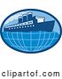 Vector Clip Art of Retro Blue Oval Cruise Ship Logo by Patrimonio
