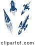 Vector Clip Art of Retro Blue Space Rockets 2 by Vector Tradition SM
