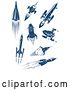 Vector Clip Art of Retro Blue Space Rockets 3 by Vector Tradition SM