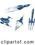 Vector Clip Art of Retro Blue Space Rockets by Vector Tradition SM