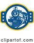 Vector Clip Art of Retro Blue Steam Train with Stars by Patrimonio