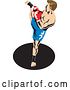 Vector Clip Art of Retro Boxer Fighter Kicking 2 by Patrimonio