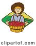 Vector Clip Art of Retro Boy Farmer Holding a Bushel of Tomatoes over a Farmland Diamond by Patrimonio