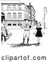 Vector Clip Art of Retro Boy Scout Escorting a Girl Across a Street by Prawny Vintage