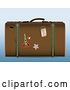 Vector Clip Art of Retro Brown Suitcase with Travel Stickers by