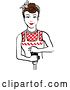 Vector Clip Art of Retro Brunette Housewife or Maid Lady Grinding Fresh Pepper 2 by Andy Nortnik
