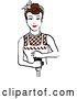 Vector Clip Art of Retro Brunette Housewife or Maid Lady Grinding Fresh Pepper by Andy Nortnik