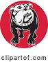 Vector Clip Art of Retro Bulldog on a Red Circle Logo by Patrimonio