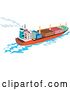 Vector Clip Art of Retro Cargo Carrier Ship with Containers 2 by Patrimonio