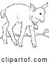 Vector Clip Art of Retro Cartoon Baby Goat with a Bell Line Drawing by Picsburg