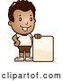 Vector Clip Art of Retro Cartoon Black Boy in Shorts, with a Blank Sign by Cory Thoman