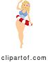 Vector Clip Art of Retro Cartoon Blond Pinup Lady in a Swimsuit and Life Buoy by BNP Design Studio