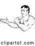 Vector Clip Art of Retro Cartoon Bodybuilder Flexing and Presenting by Andy Nortnik
