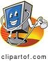 Vector Clip Art of Retro Cartoon Computer Monitor Mascot Holding a Diagnostics Stethoscope over Rays by Patrimonio