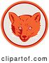 Vector Clip Art of Retro Cartoon Fox Face in a Gray Orange and Maroon Circle by Patrimonio