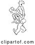 Vector Clip Art of Retro Cartoon Guy Carrying a Friend to Work by Picsburg
