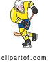 Vector Clip Art of Retro Cartoon Male Hockey Player in Blue and Yellow by Patrimonio
