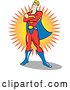Vector Clip Art of Retro Cartoon Male Super Hero Standing Proud by Andy Nortnik
