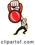 Vector Clip Art of Retro Cartoon Muscular Guy Holding out a Kettlebell by Patrimonio