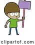 Vector Clip Art of Retro Cartoon Nervous Boy Holding Placard by Lineartestpilot