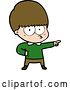 Vector Clip Art of Retro Cartoon Nervous Boy Pointing by Lineartestpilot