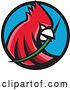 Vector Clip Art of Retro Cartoon Red Cardinal Bird with a Blade of Grass in His Mouth by Patrimonio