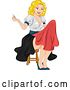 Vector Clip Art of Retro Cartoon Sexy Blond Pinup Lady Sewing by BNP Design Studio