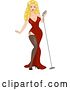 Vector Clip Art of Retro Cartoon Sexy Blond Pinup Lady Singing by BNP Design Studio